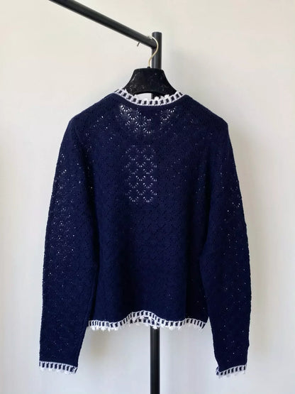 25fw Hollow knit long sleeved top