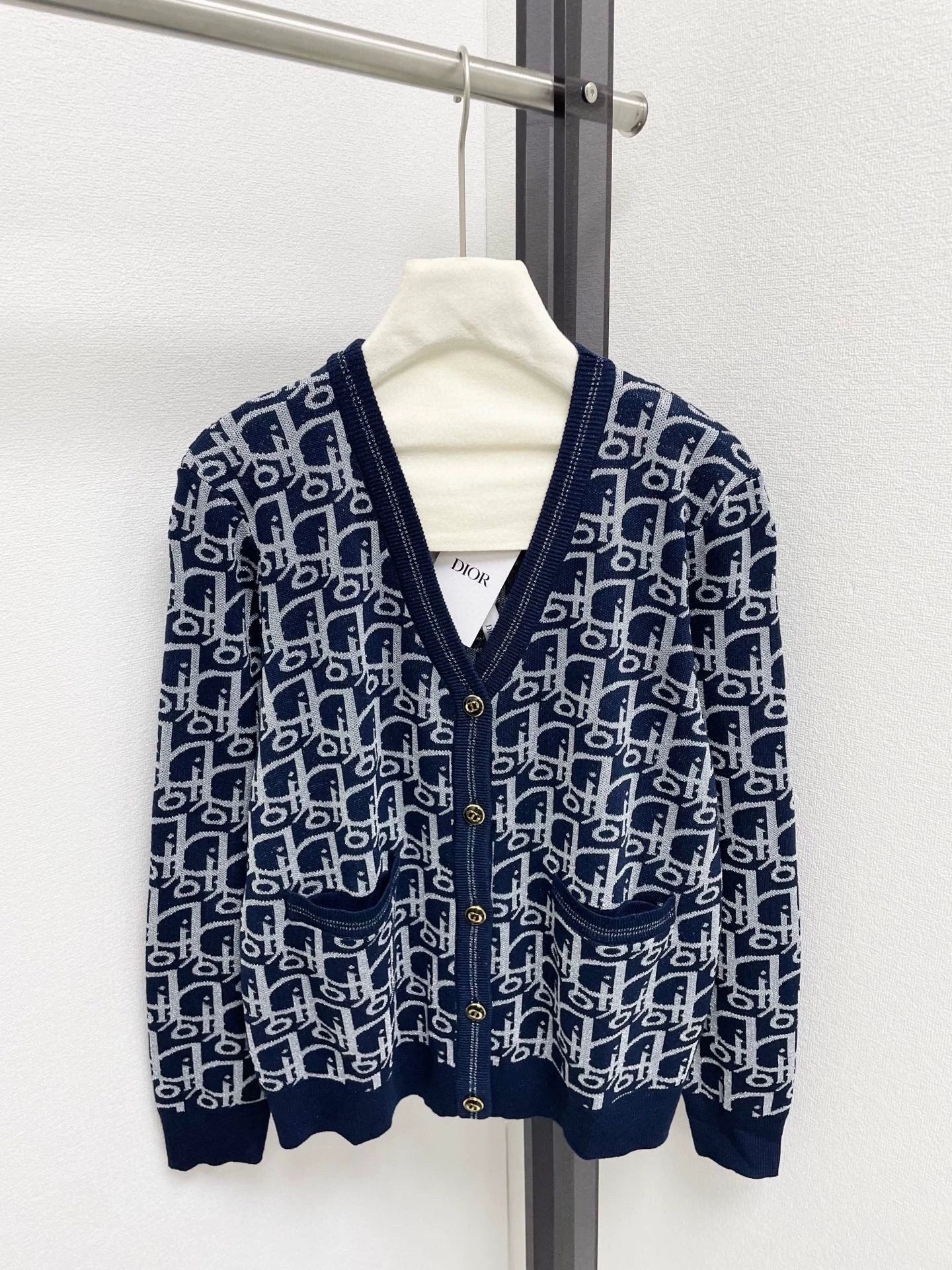 25fw Full printed logo knitted cardigan
