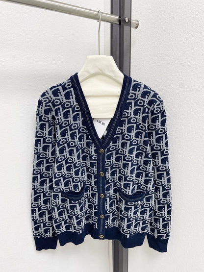 25fw Full printed logo knitted cardigan