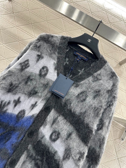 25fw Jacquard contrasting mohair cardigan