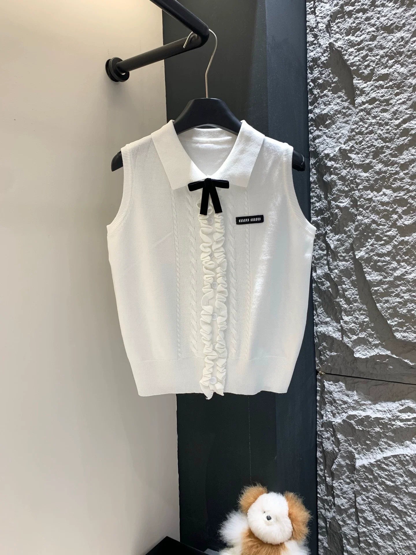 25 Summer new bow three-dimensional knitted vest