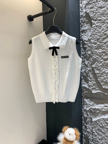 25 Summer new bow three-dimensional knitted vest