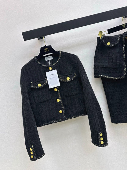 Knitted jacket+fake two-piece design with hip hugging skirt