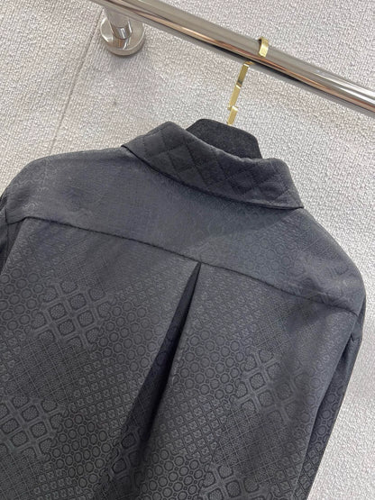 Jacquard dark patterned diamond pocket shirt