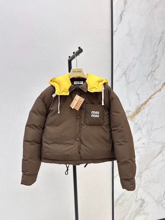 25fw Color blocking hooded bread jacket
