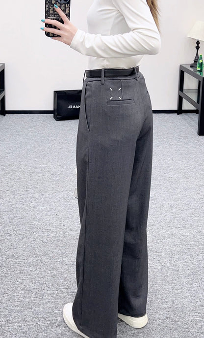 Logo Belt Wide Leg Suit Pants
