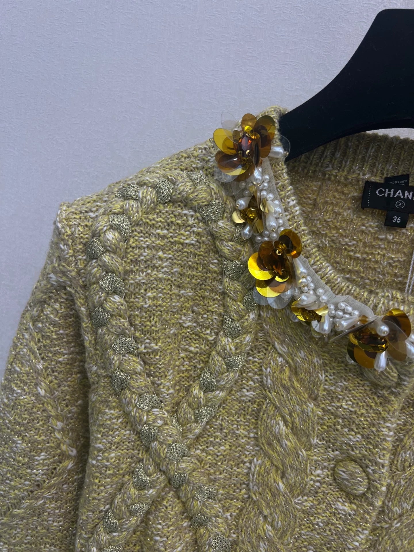 Nail bead flower decorative edge twisted flower knitted jacket