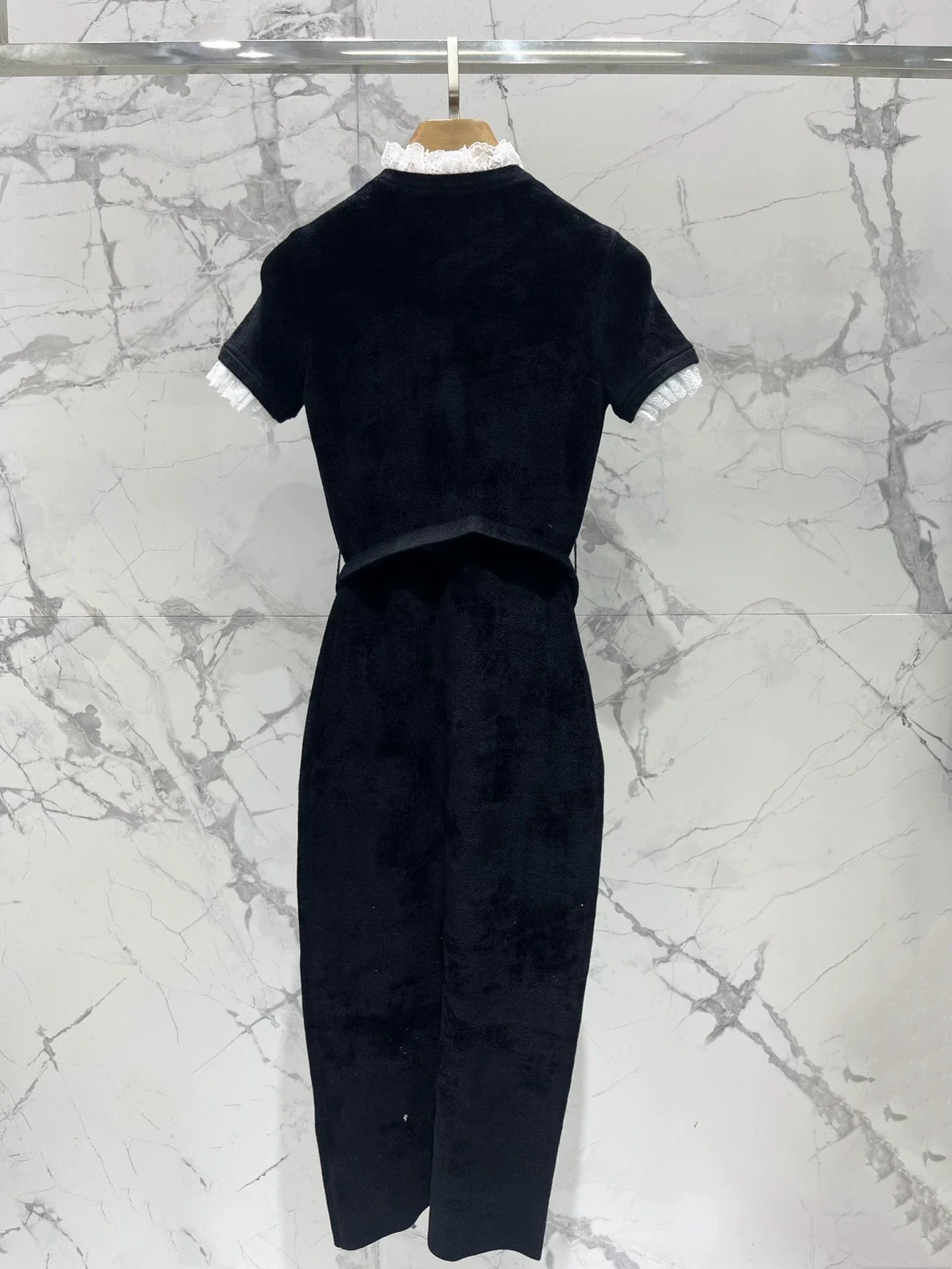 25fw Black diamond velvet chenille knit dress