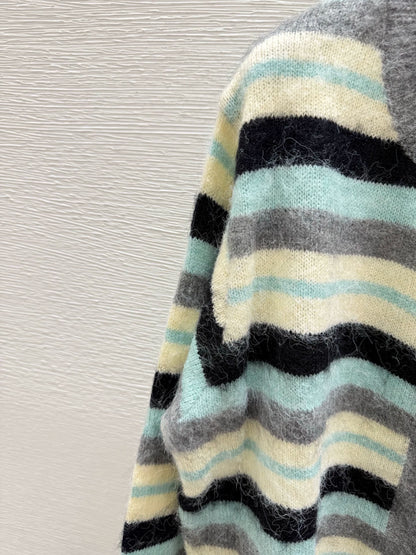 25fw Striped knitted cardigan
