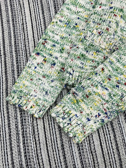 25fw Gem buckle V-neck long sleeved knitted jacket