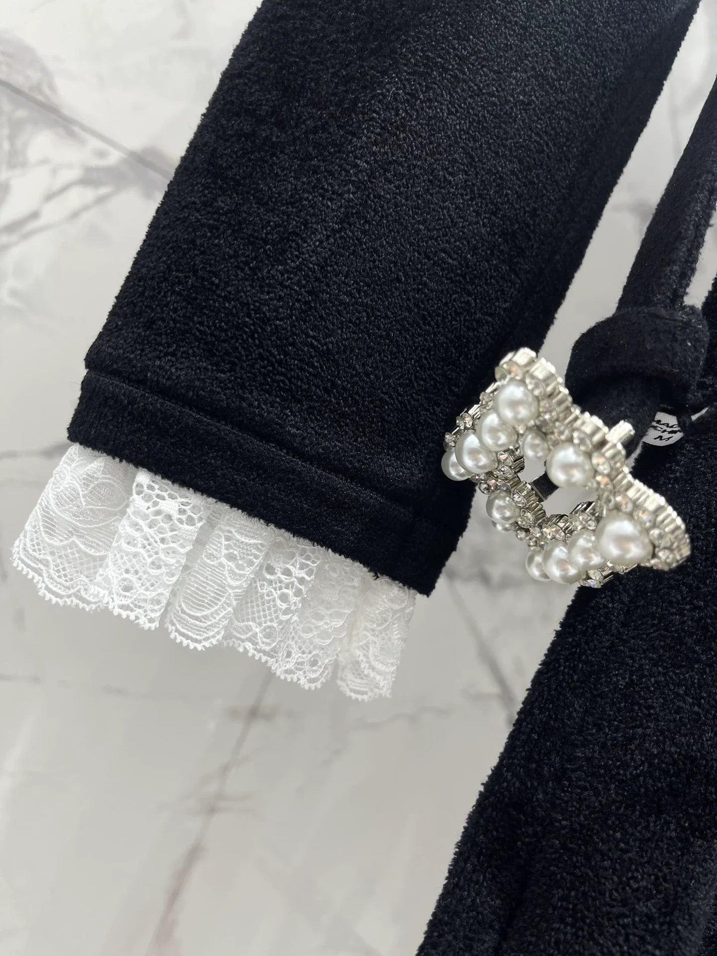 25fw Black diamond velvet chenille knit dress