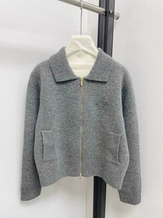 Wool zipper cardigan