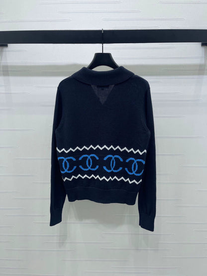 Collar Double C Knitted Cardigan