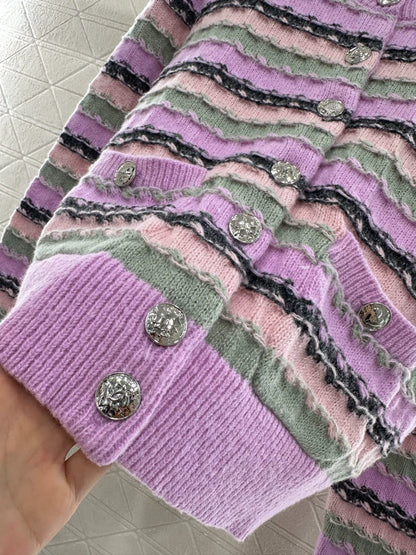 25fw Striped knitted cardigan