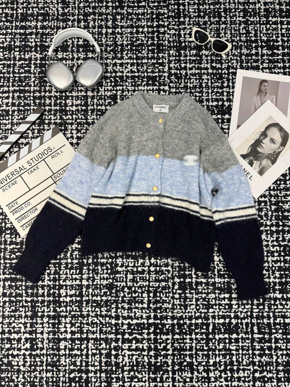 Color blocking sweater cardigan(vintage series)