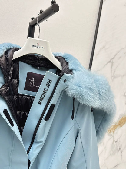 25fw Waist up big fur collar down ski jacket