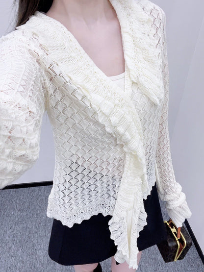 25fw Detachable lace knit top