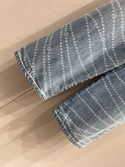 25fw Polka dot printed high waisted jeans