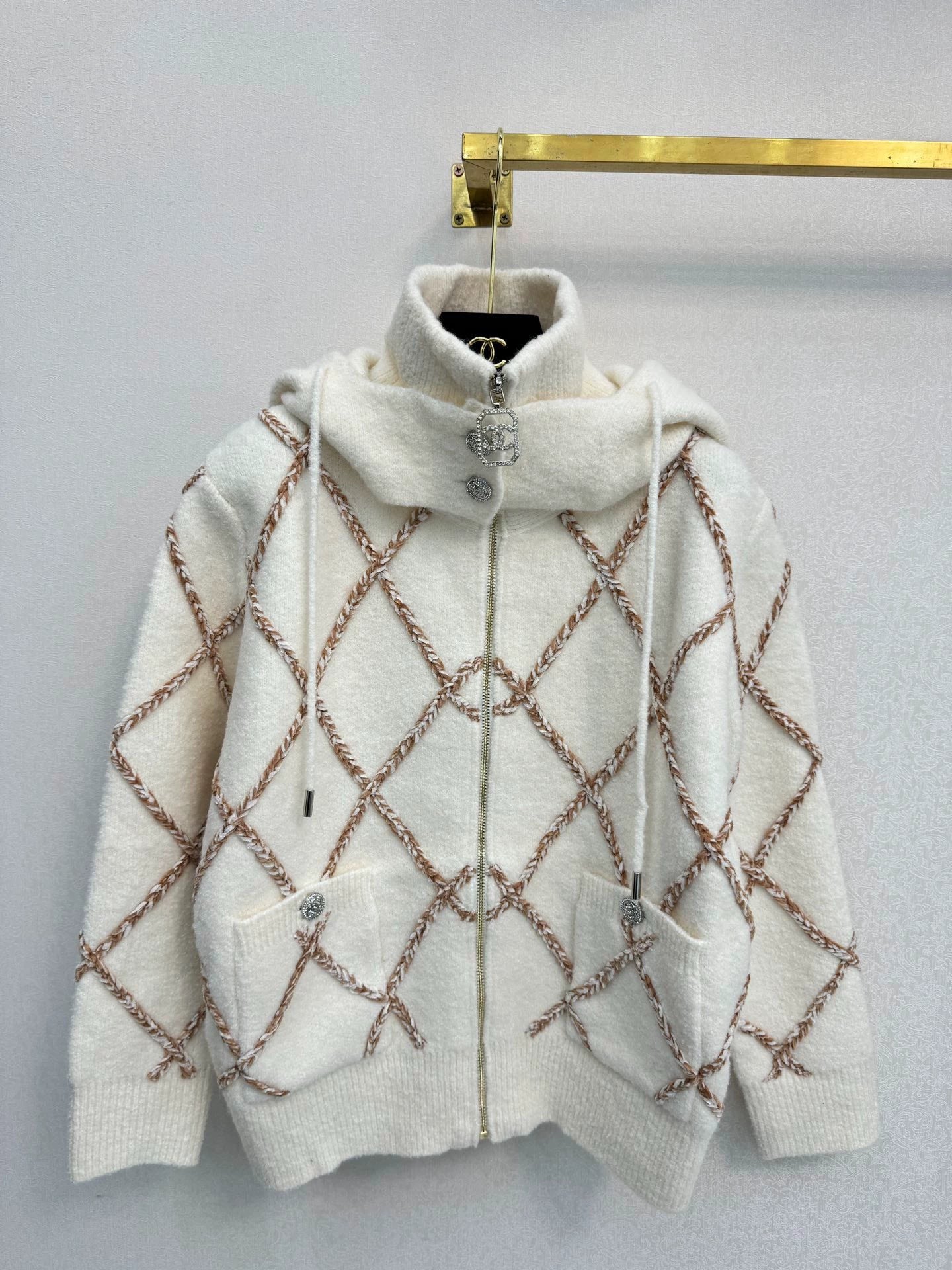 Lingge hooded cardigan