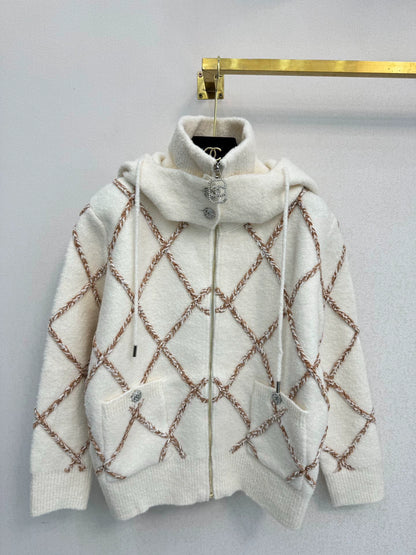 Lingge hooded cardigan