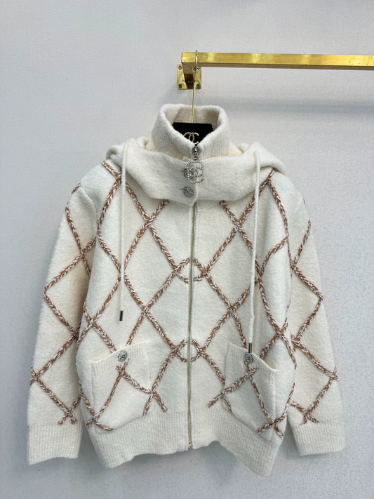 Lingge hooded cardigan