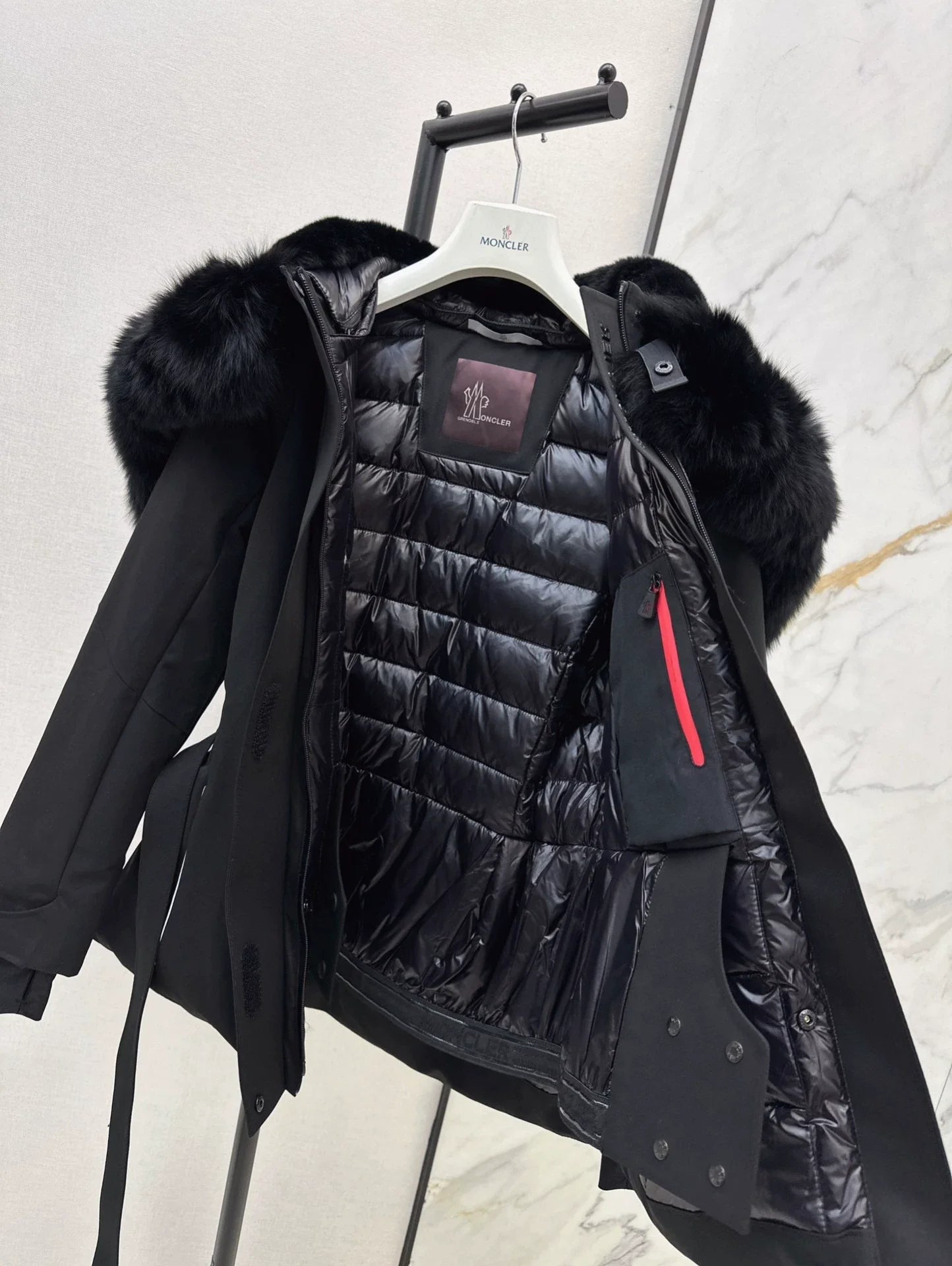 25fw Waist up big fur collar down ski jacket