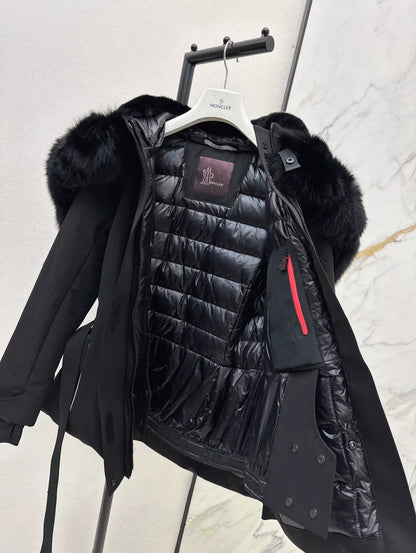 25fw Waist up big fur collar down ski jacket