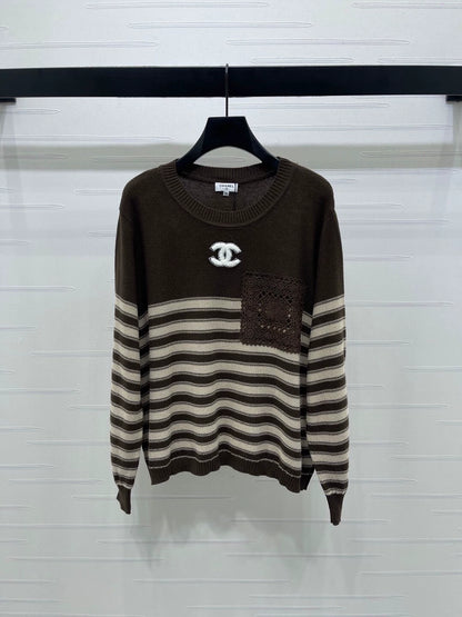 Striped pullover long sleeved sweater