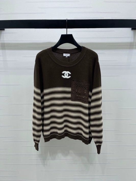 Striped pullover long sleeved sweater