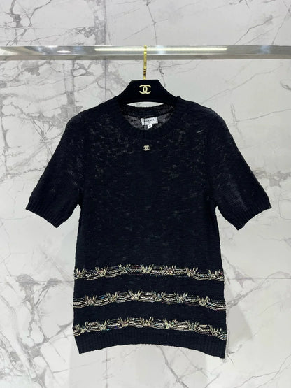 25 new product Embroidered knitted short sleeves