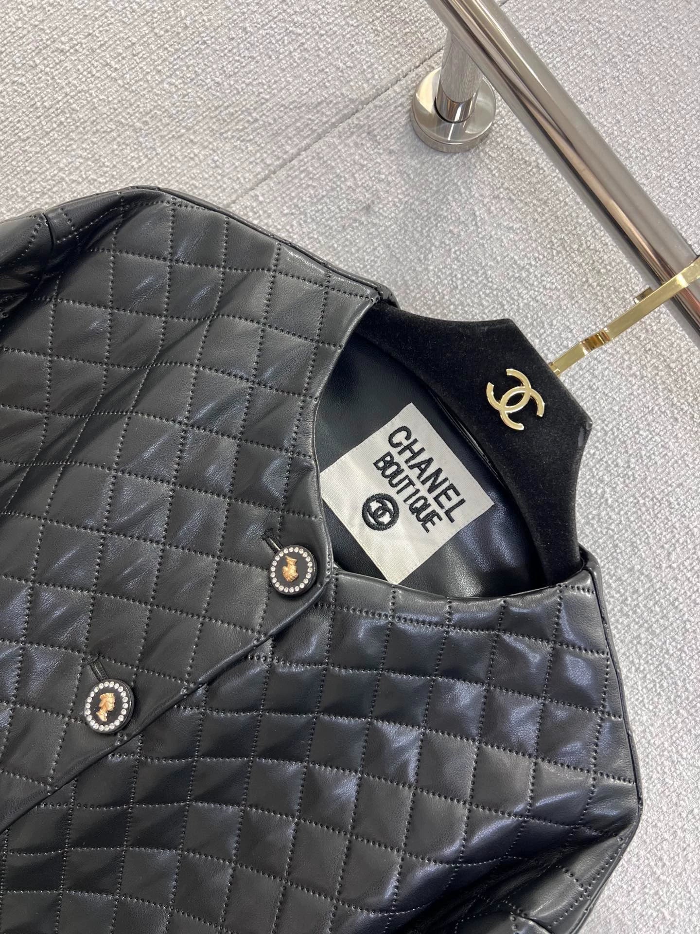Diamond-patterned leather cotton-padded jacket