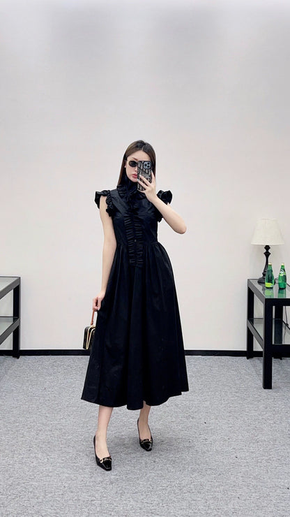 25fw Detachable pleated lace dress