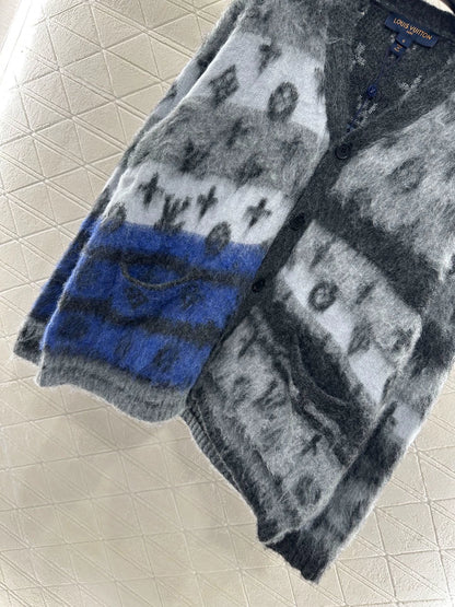 25fw Jacquard contrasting mohair cardigan