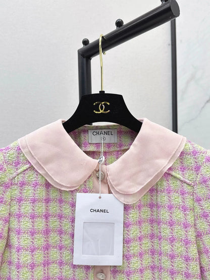 25fw Pink short sleeves with doll collar