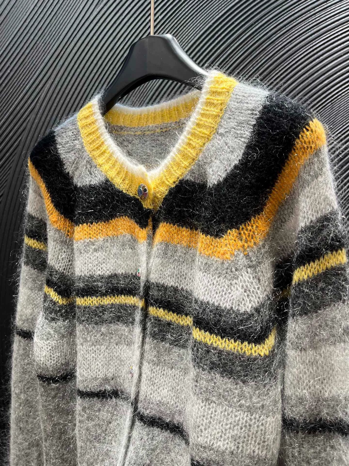 Striped mohair cardigan