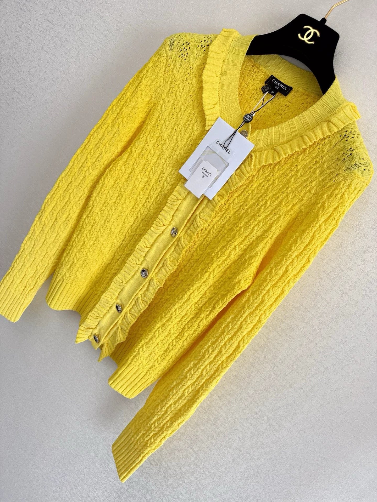 25Ss Early Spring New Pleated Lace Knitted Cardigan