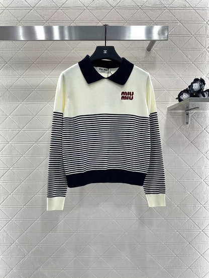 25fw Collar striped sweater