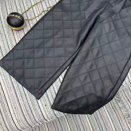 Lingge Design Pu Leather Pants