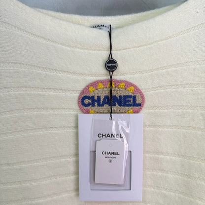 Striped logo round neck hairy long sleeved shirt