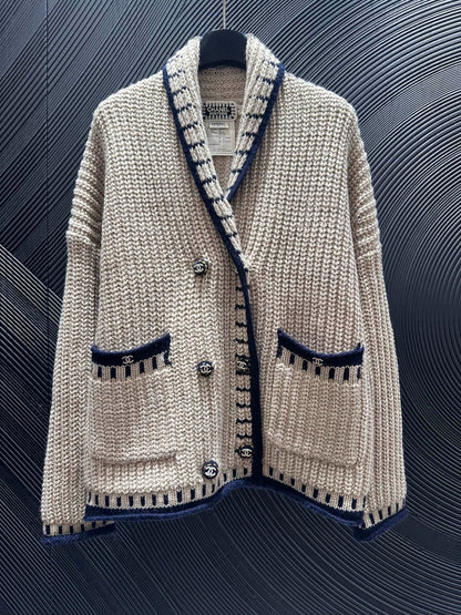Double breasted sweater jacket