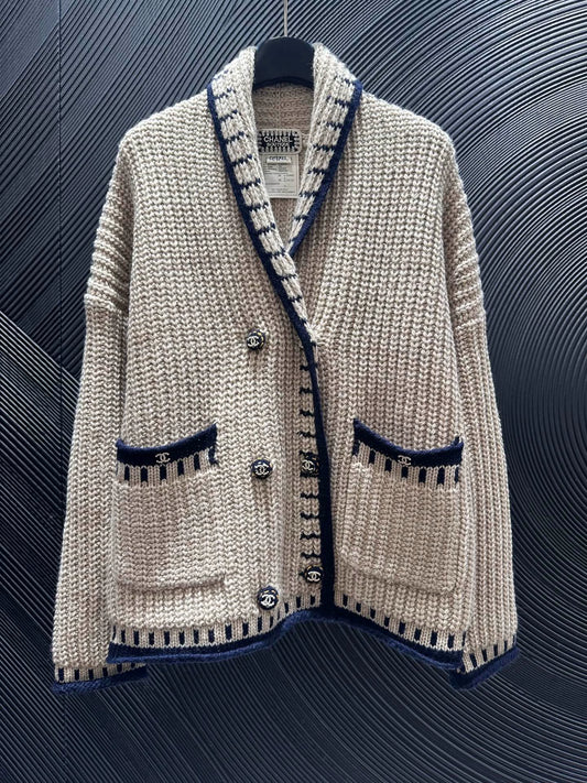 Double breasted sweater jacket