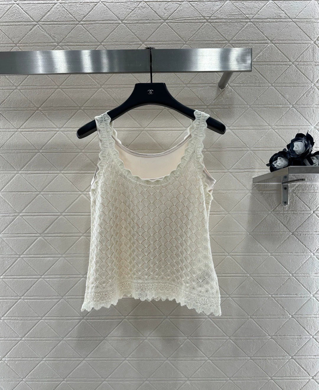 25fw Hollow knit vest two-piece set