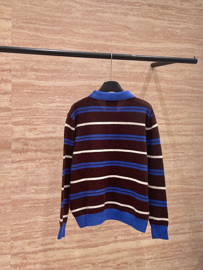 25fw Striped collar design sweater(vintage series)