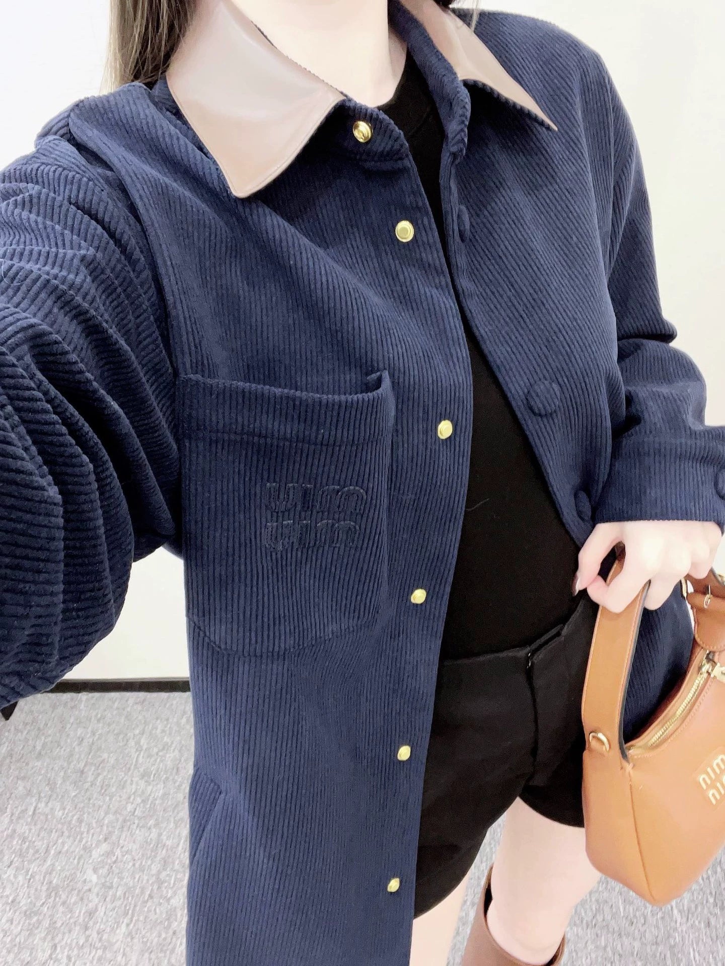 25fw Splicing lapel pocket shirt jacket