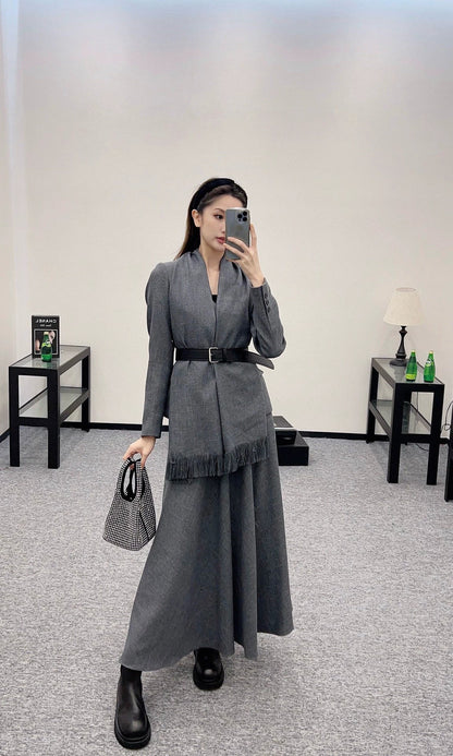 25fw Shawl lapel waistband suit multiple piece set