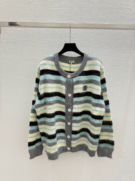 25fw Striped knitted cardigan