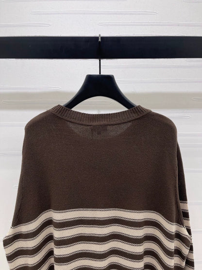 Striped pullover long sleeved sweater