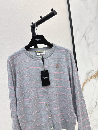 25fw Striped knitted cardigan