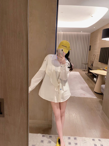 Shawl style two-piece shirt set (vintage series)