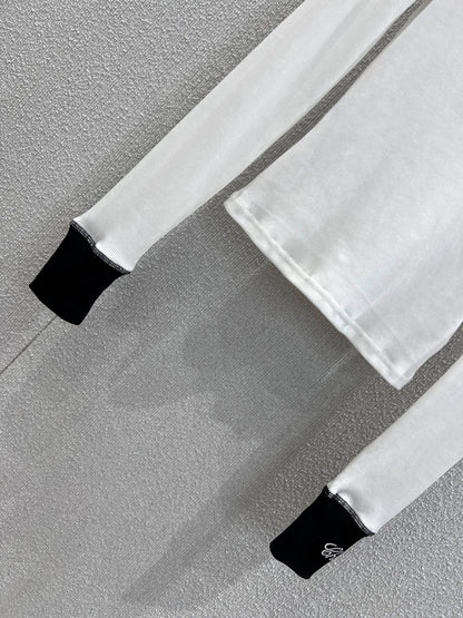 Color-blocked long-sleeved base layer top